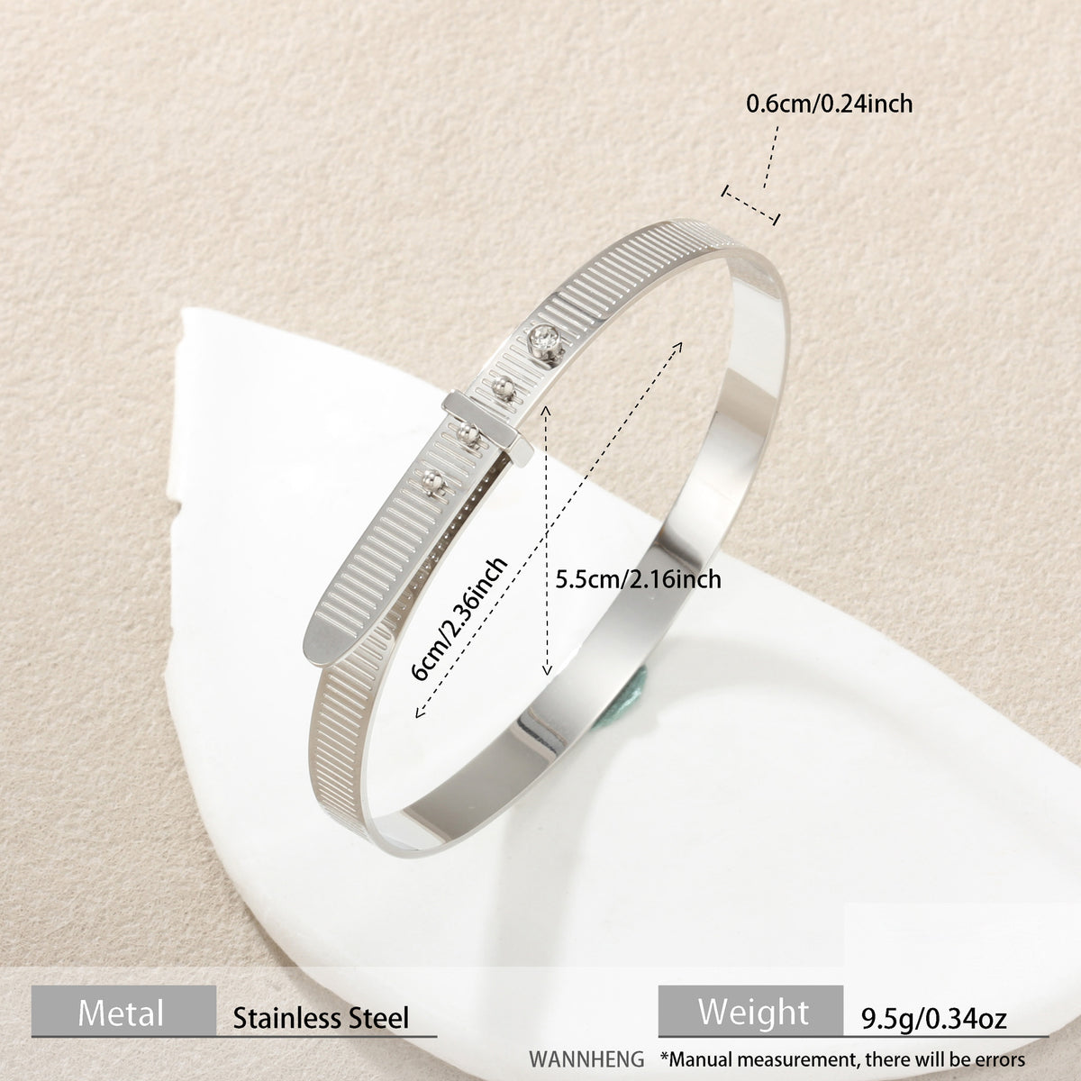 Adjustable Stainless Steel Cuff Bracelet | Textured Open Bangle