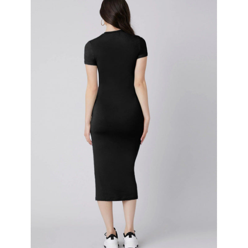 Women's Bodycon Stretch Knit Midi Dress | Slim Fit Short Sleeve Pencil Dress