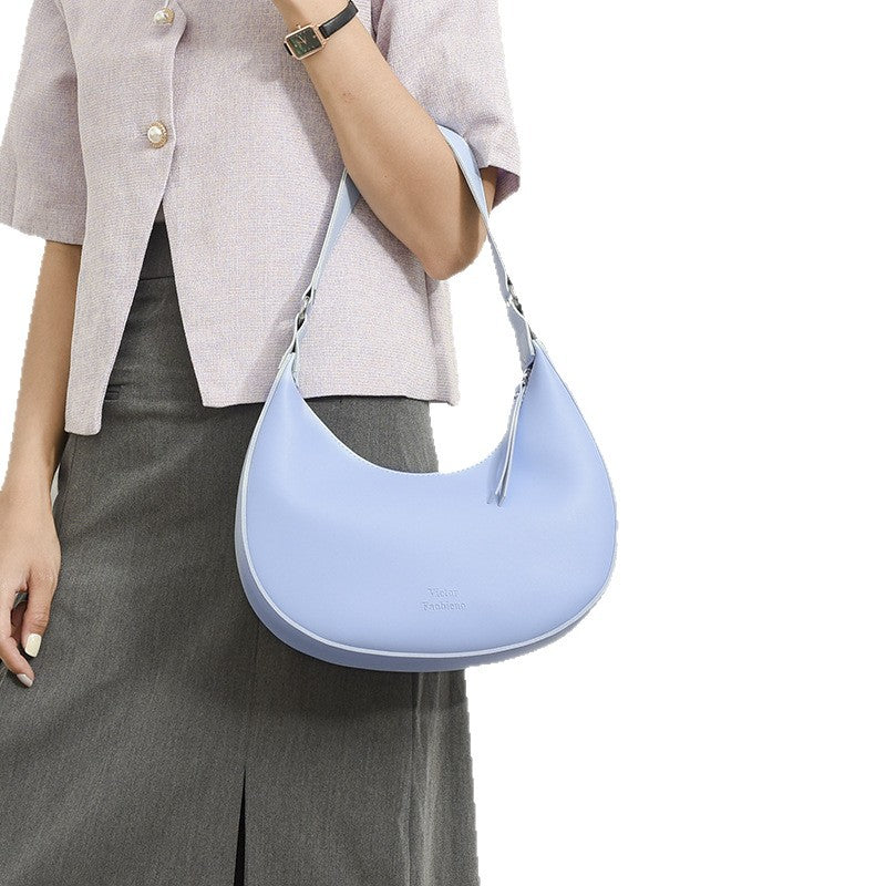 Women's Crescent Moon PU Leather Shoulder Bag | Compact Crossbody Handbag