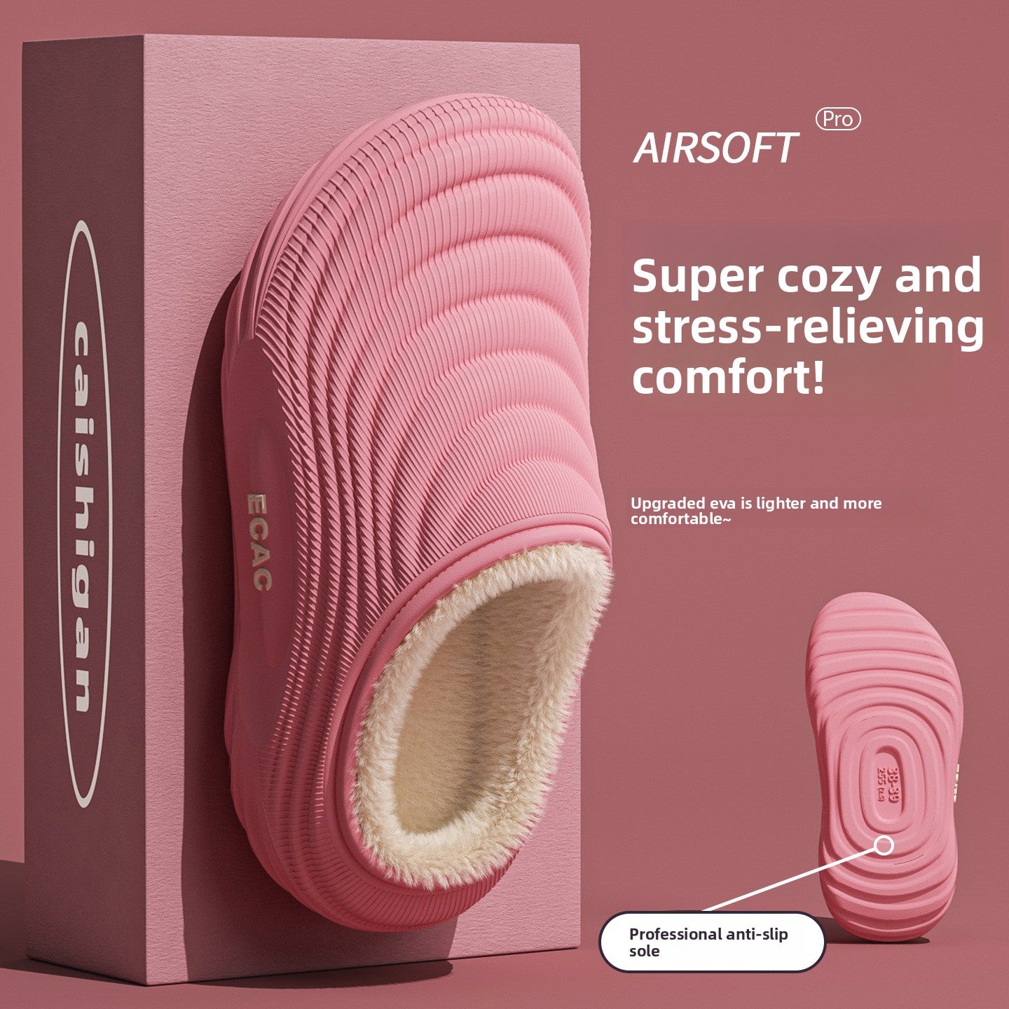 Women's Fleece-Lined Winter Slippers | Warm EVA House Shoes