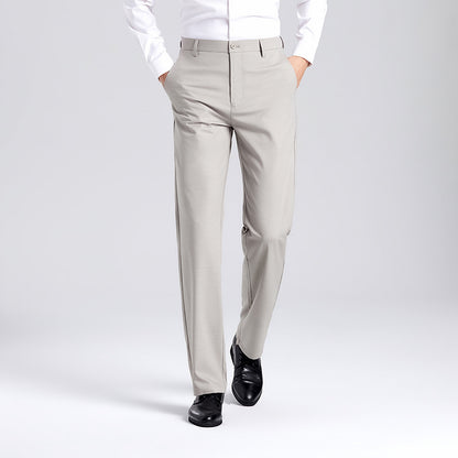 Men's Business Casual Straight Leg Pants | Linen Blend Stretch Trousers