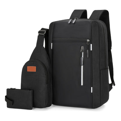 Oxford Fabric 3-Piece Laptop Backpack Set | USB Charging Travel Bag