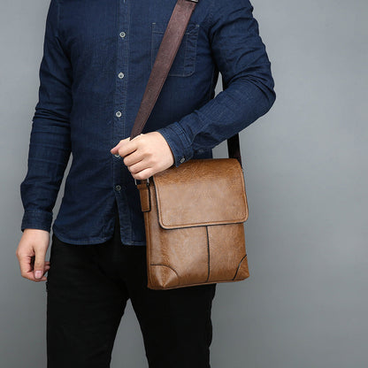 Men's PU Leather Business Shoulder Bag | Multi-Compartment Laptop Briefcase