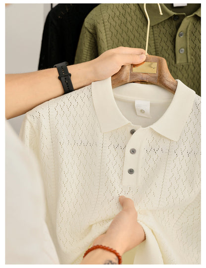 Supplier image for Men's Breathable Knit Polo Shirt
