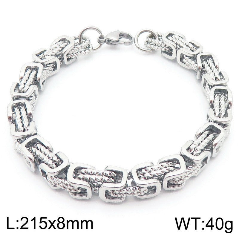 Byzantine Link Titanium Steel Bracelet | Unisex Geometric Chain Jewelry