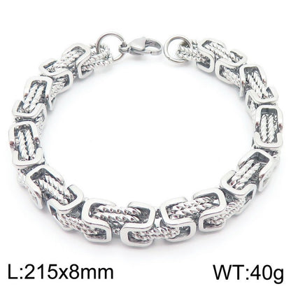 Byzantine Link Titanium Steel Bracelet | Unisex Geometric Chain Jewelry