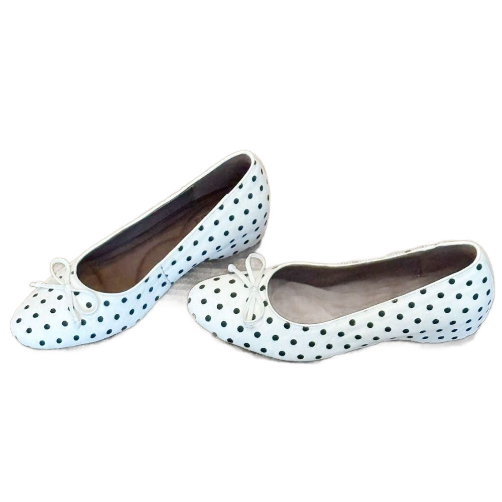 Women's Polka Dot Bow Mary Jane Flats | Mid Heel Round Toe PU Dress Shoes