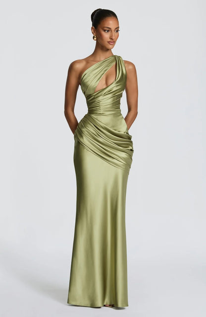 Women's One Shoulder Cutout Mermaid Gown | Sleeveless Formal Evening Dress