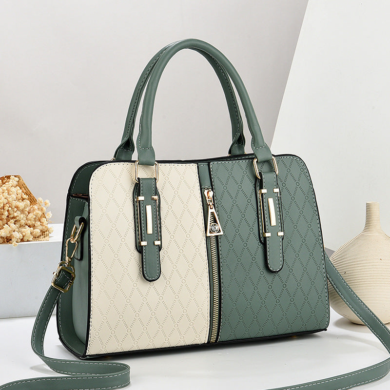 Women's Color Block Large Tote Handbag | PU Leather Adjustable Shoulder Bag