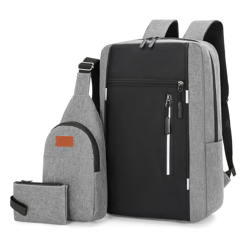 Oxford Fabric 3-Piece Laptop Backpack Set | USB Charging Travel Bag