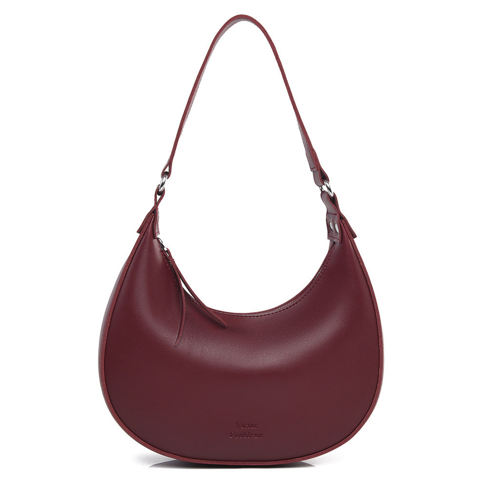 Women's Crescent Moon PU Leather Shoulder Bag | Compact Crossbody Handbag