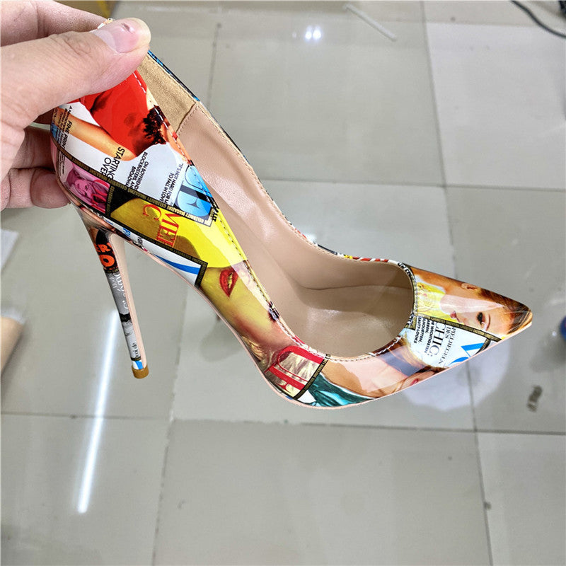 Women's Graffiti Stiletto Pumps | Pointed Toe High Heel Dress Shoes