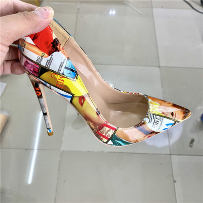 Women's Graffiti Stiletto Pumps | Pointed Toe High Heel Dress Shoes