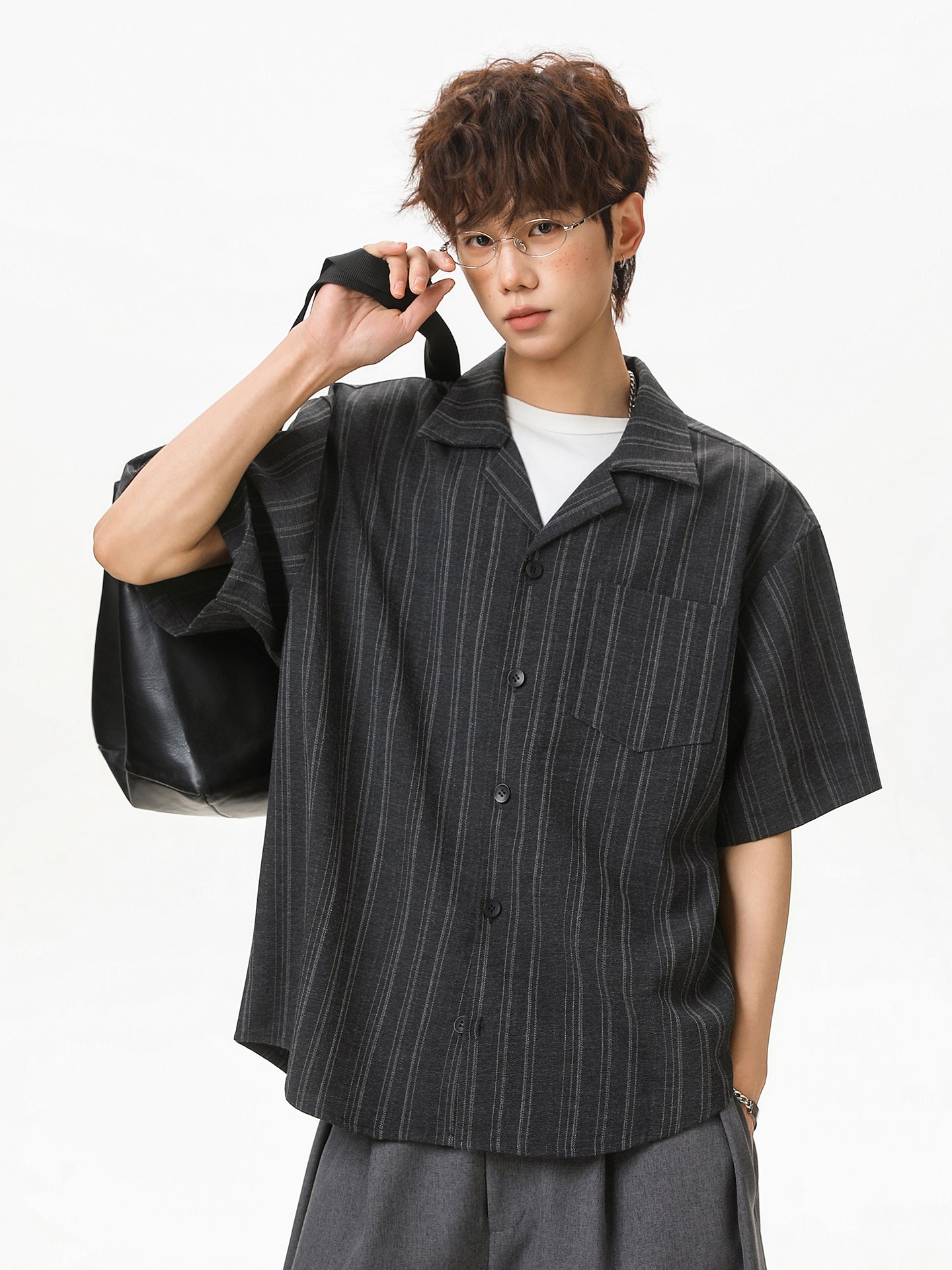 Men's Striped Cuban Collar Short Sleeve Resort Shirt | Relaxed Fit Button-Up