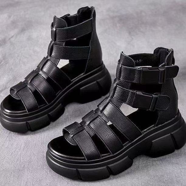 Women's Chunky Platform Roman Sandals | Buckle Strap Open Toe Shoes