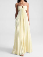 Women's Halter Neck Backless A-Line Maxi Dress | High Waist Summer Dress