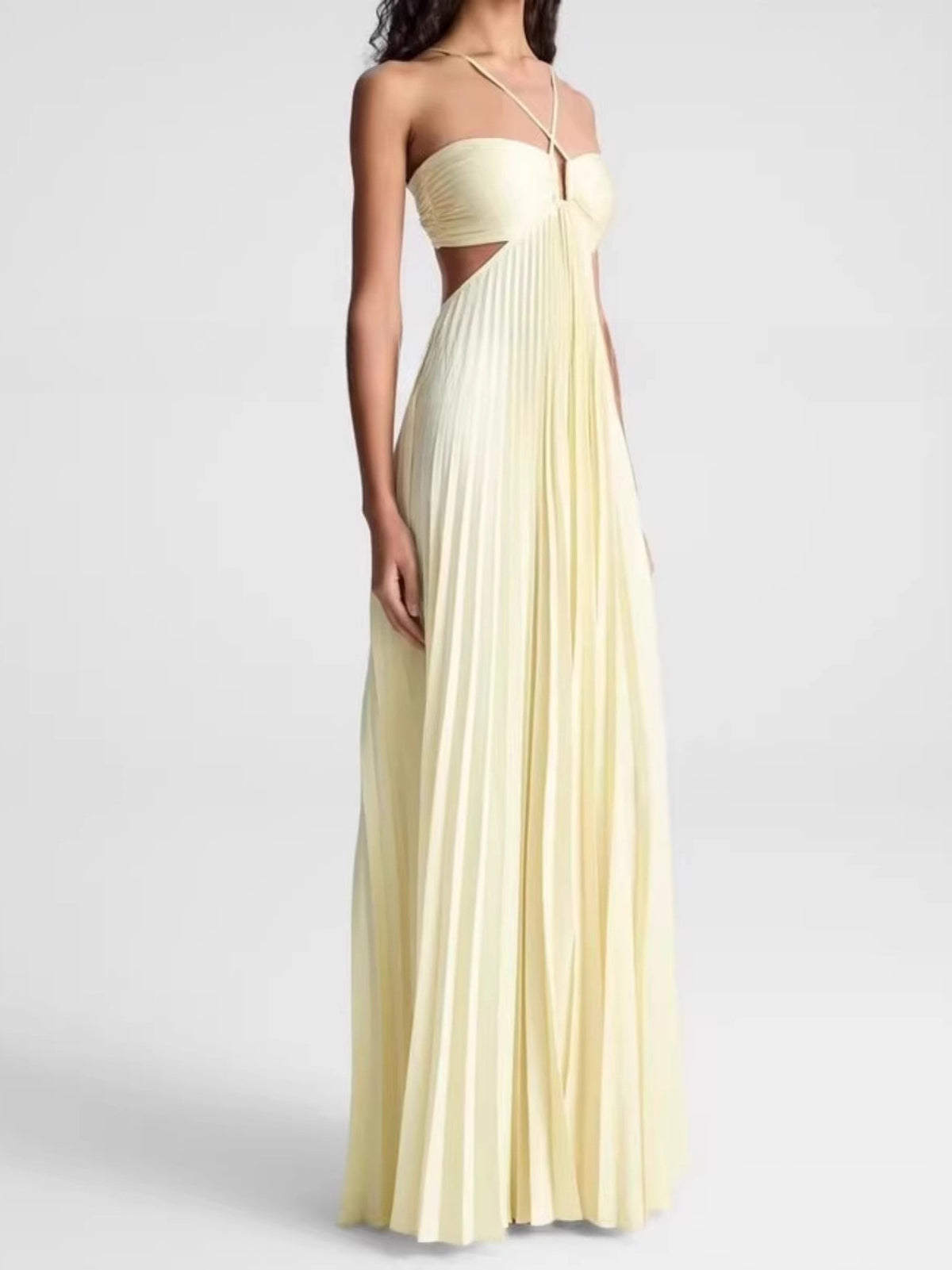Women's Halter Neck Backless A-Line Maxi Dress | High Waist Summer Dress