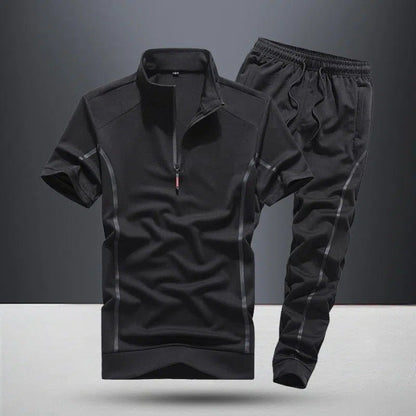 Men's Polo Shirt & Track Pants Athletic Set | Lightweight Summer Training Suit