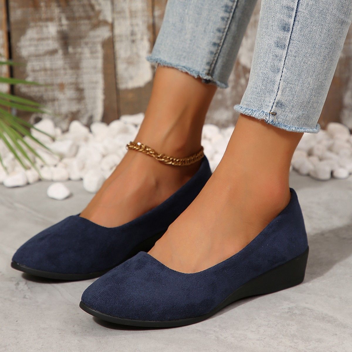 Women's Pointed Toe Wedge Shoes | Casual Slip-On Loafers