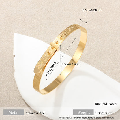 Adjustable Stainless Steel Cuff Bracelet | Textured Open Bangle