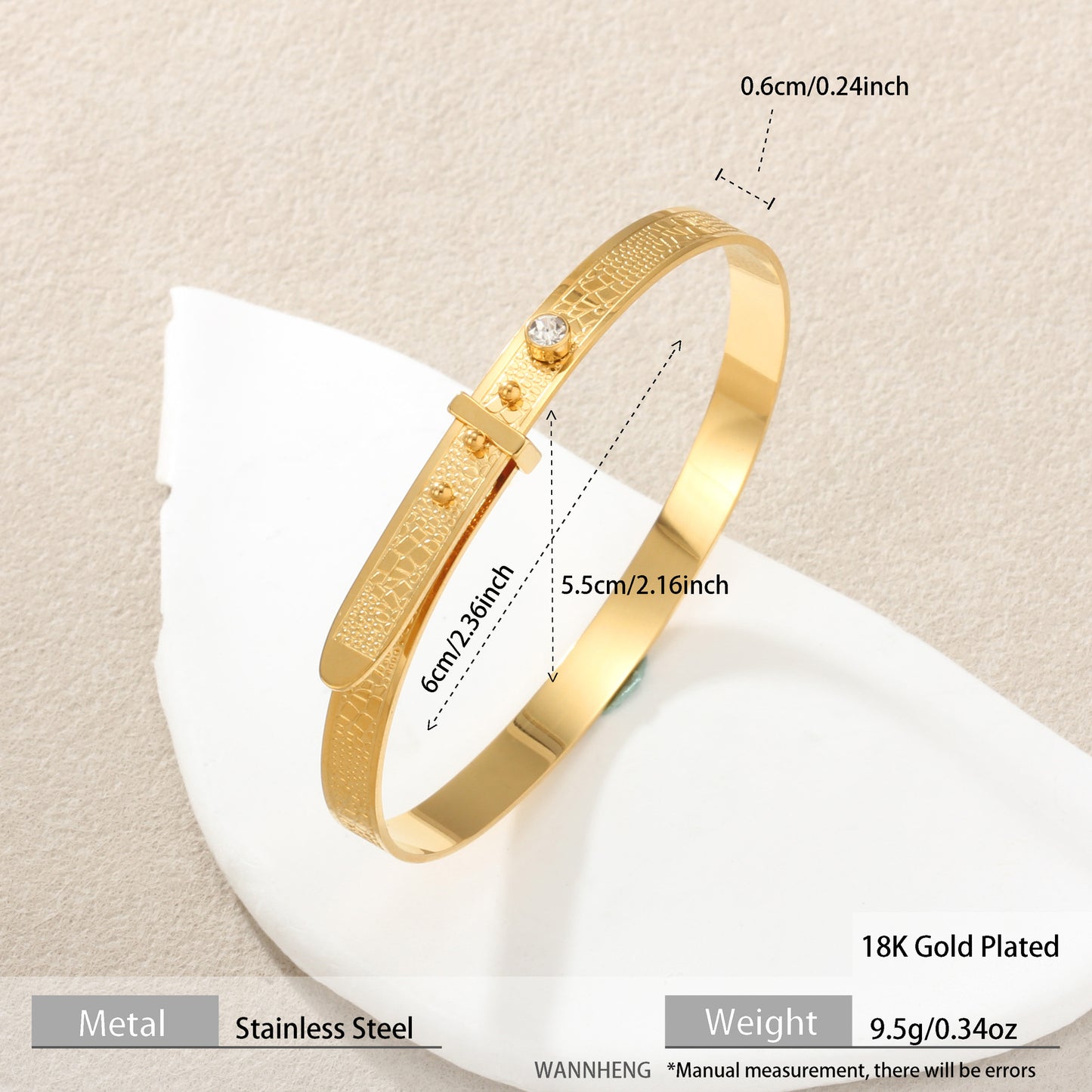Adjustable Stainless Steel Cuff Bracelet | Textured Open Bangle