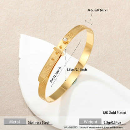 Adjustable Stainless Steel Cuff Bracelet | Textured Open Bangle