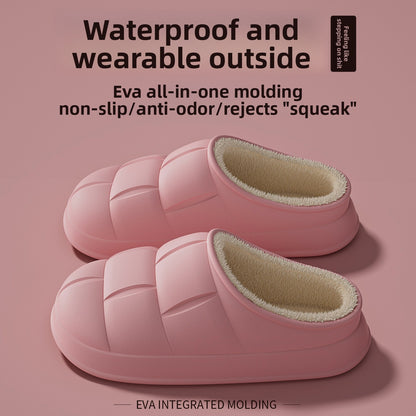 Women's Fleece-Lined Winter Slippers | Warm EVA House Shoes