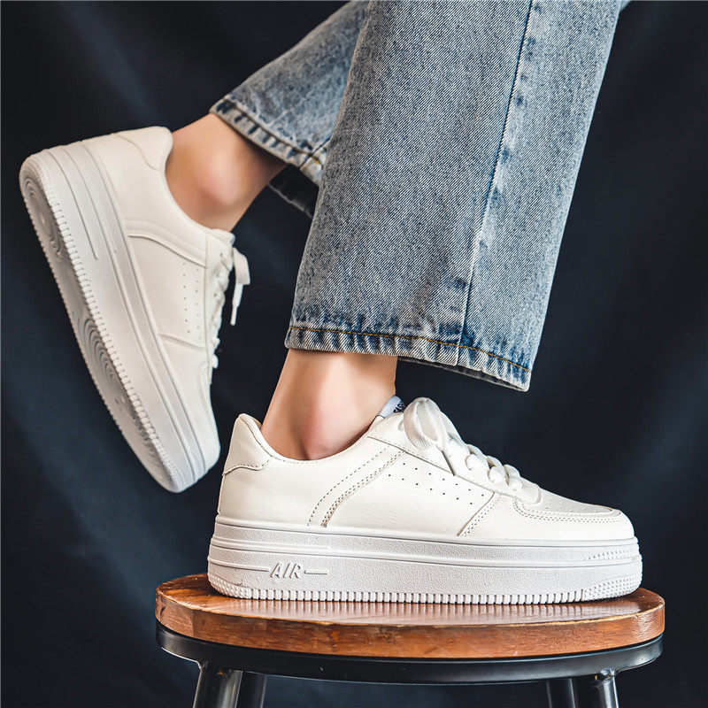 Men's White Court Sneakers | Hidden Lift Casual Fashion Shoes