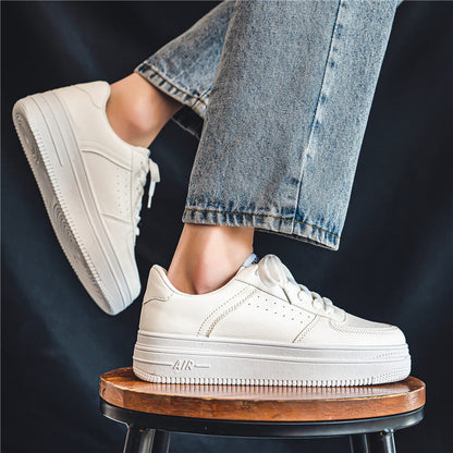 Men's White Court Sneakers | Hidden Lift Casual Fashion Shoes