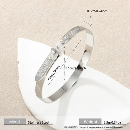 Adjustable Stainless Steel Cuff Bracelet | Textured Open Bangle