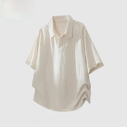 Men's V-Neck Short Sleeve Shirt | Lightweight Linen Blend Summer Top