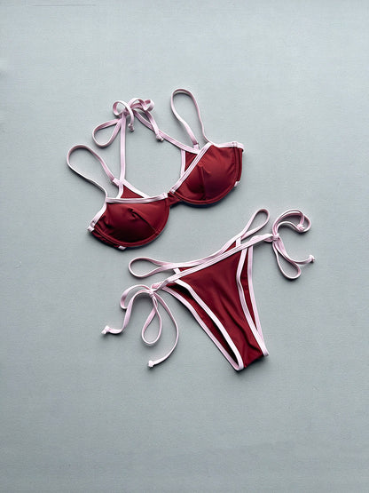 Women's Underwire Padded Bikini Set | Nylon Spandex Two-Piece Swimsuit