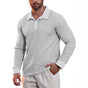Men's Waffle Knit Long Sleeve Polo Shirt | Textured Casual Collar Top