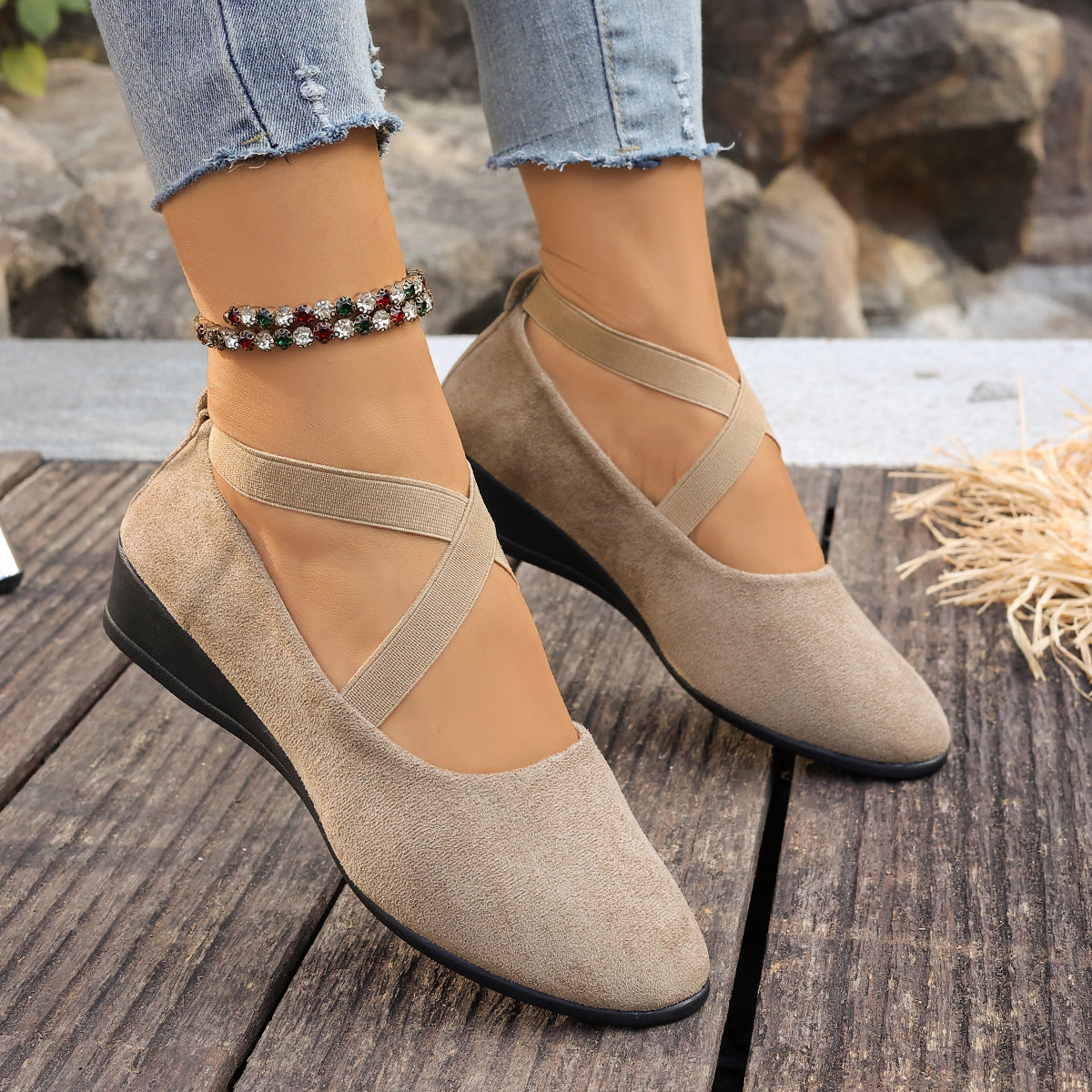 Women's Wedge Loafers | Pointed Toe Slip-On Shoes