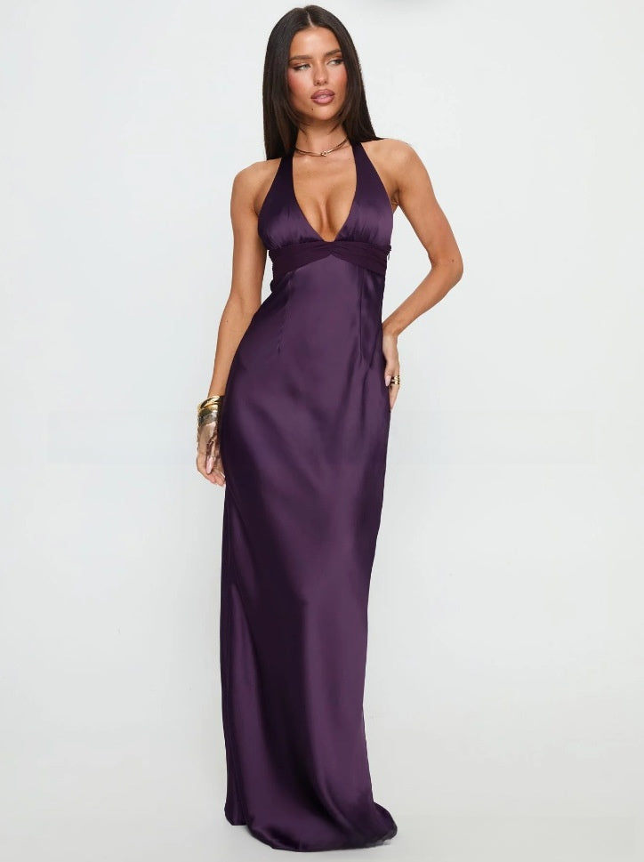 Women's Deep V-Neck Maxi Dress | Sleeveless Bodycon Casual Dress