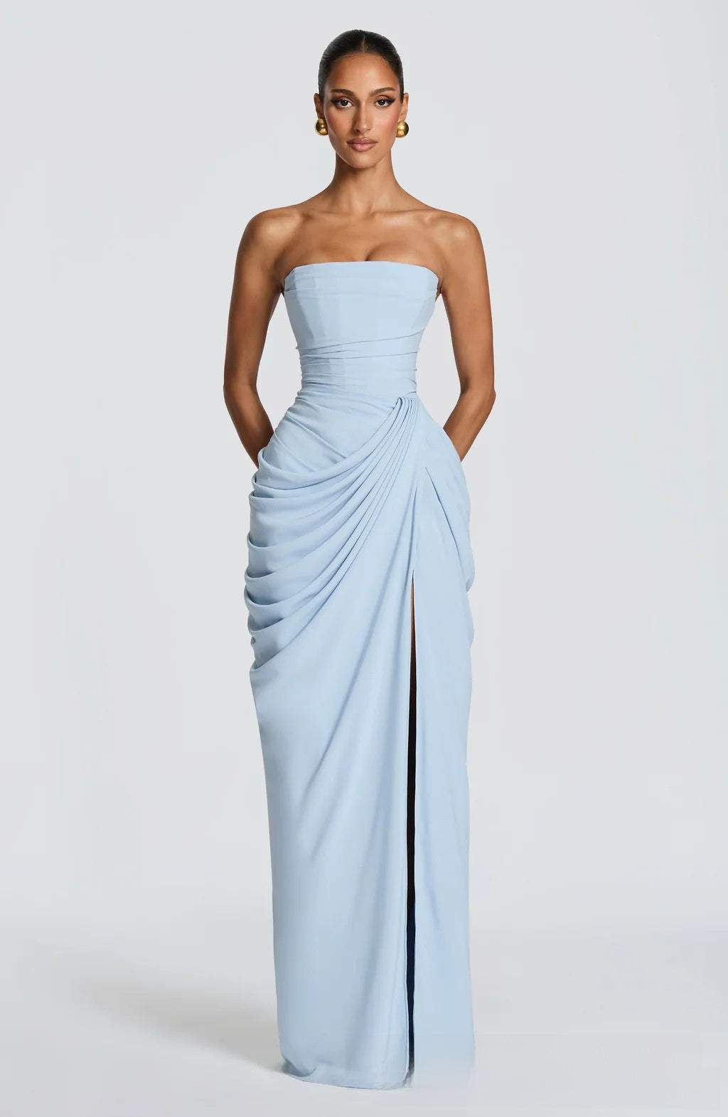 Women's One Shoulder Backless High Slit Evening Gown | Formal Maxi Dress