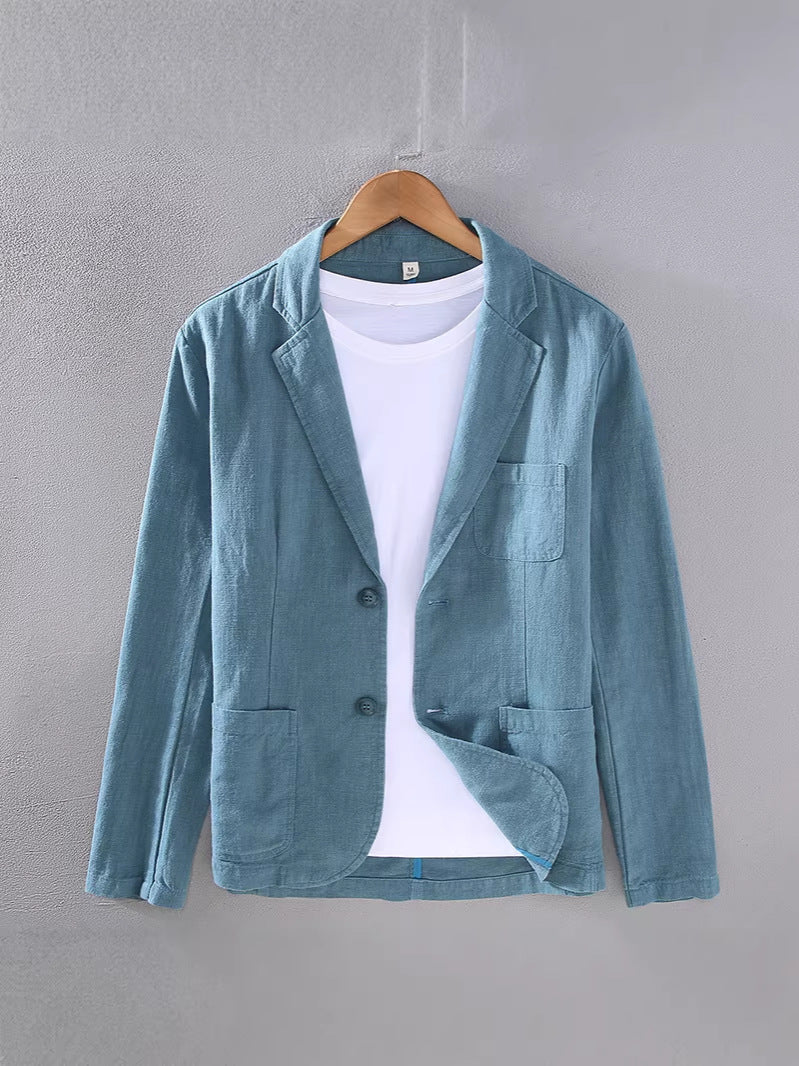Men's Cotton Linen Suit Blazer | Lightweight Casual Unstructured Jacket