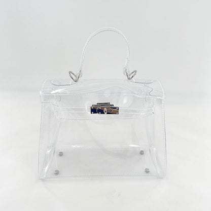 Women's Transparent PVC Lock Buckle Handbag | Structured Crossbody Clutch