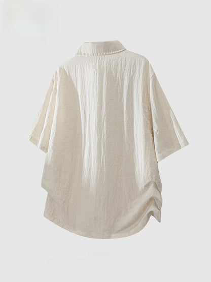 Men's V-Neck Short Sleeve Shirt | Lightweight Linen Blend Summer Top