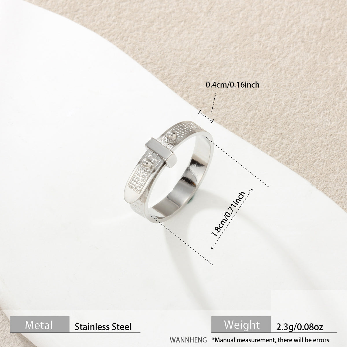 Adjustable Stainless Steel Cuff Bracelet | Textured Open Bangle