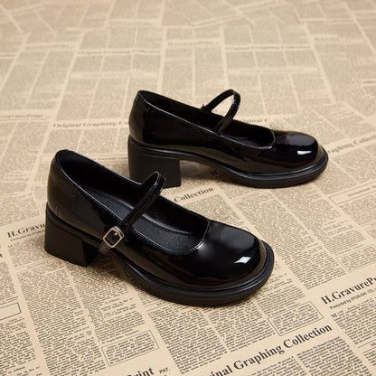 Women's Mary Jane Pumps | Glossy Block Heel Dress Shoes