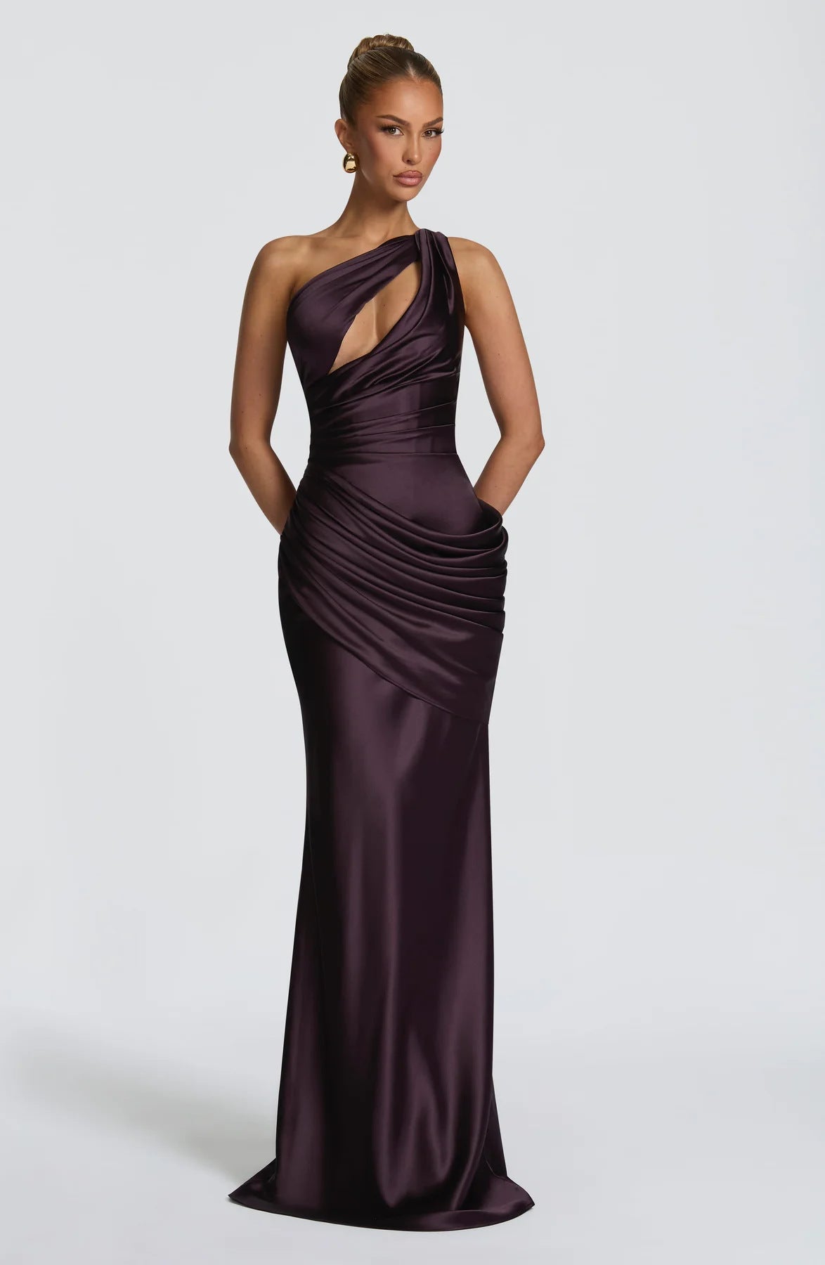 Women's One Shoulder Cutout Mermaid Gown | Sleeveless Formal Evening Dress