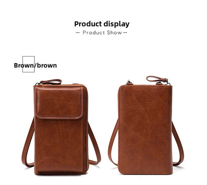 Women's Retro Mini PU Leather Crossbody Bag | Compact Bucket Shoulder Purse