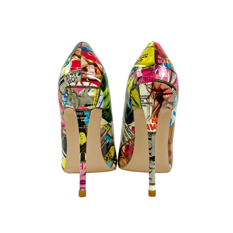 Women's Graffiti Stiletto Pumps | Pointed Toe High Heel Dress Shoes