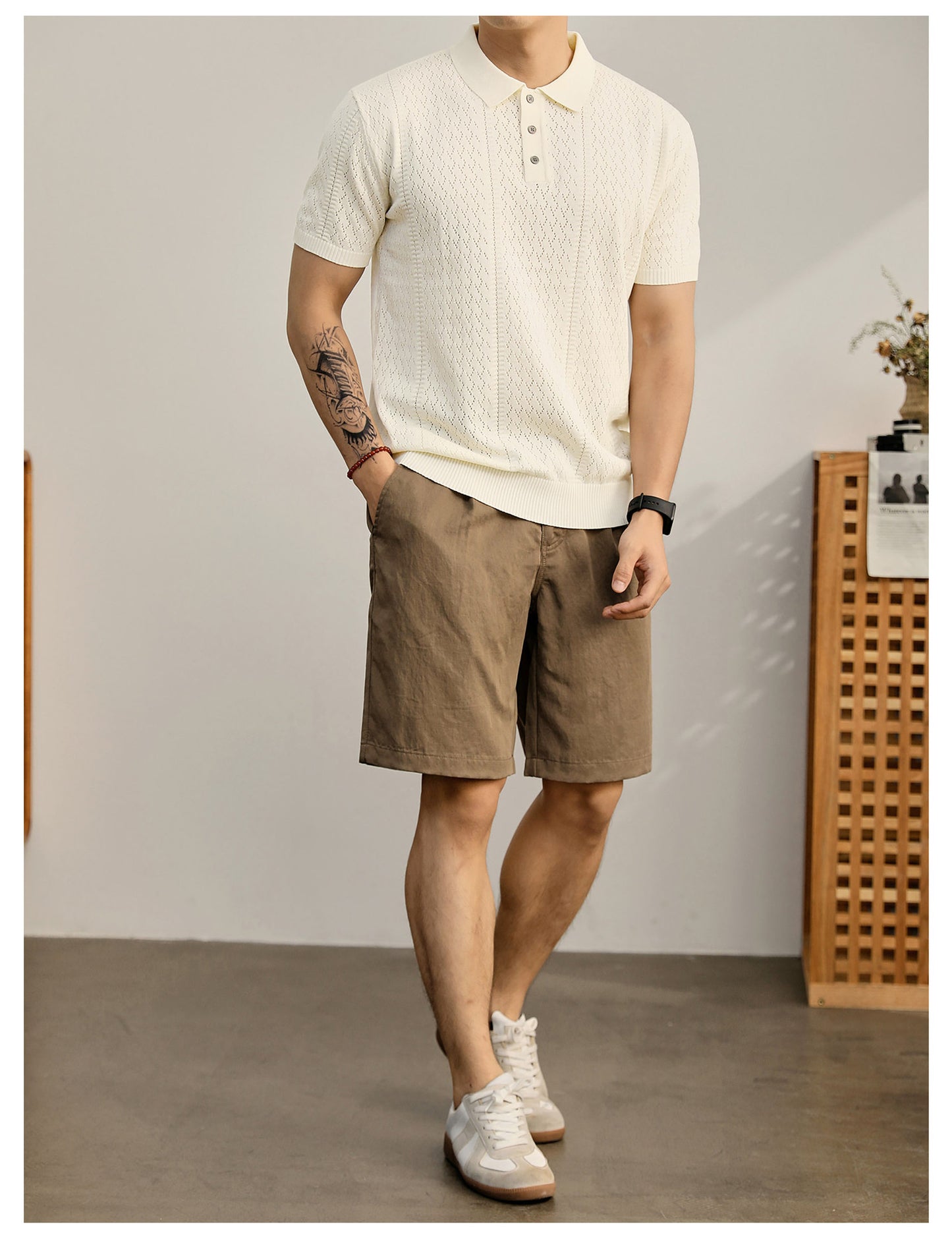 Supplier image for Men's Breathable Knit Polo Shirt