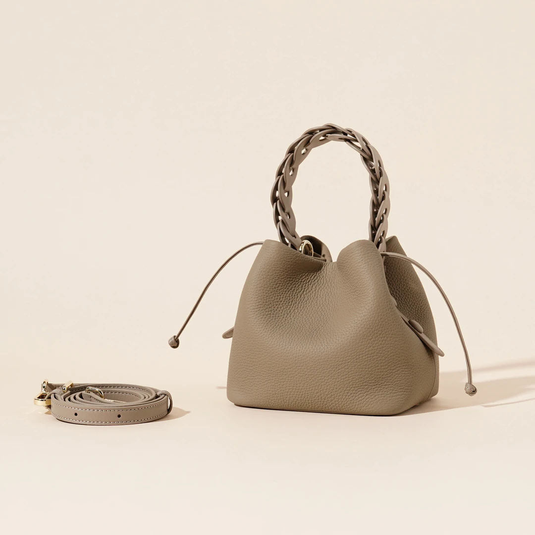 Women's Leather Drawstring Bucket Bag | Adjustable Crossbody Purse