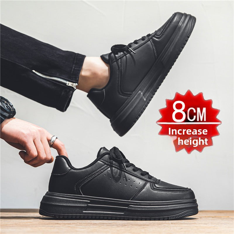 Men's White Court Sneakers | Hidden Lift Casual Fashion Shoes
