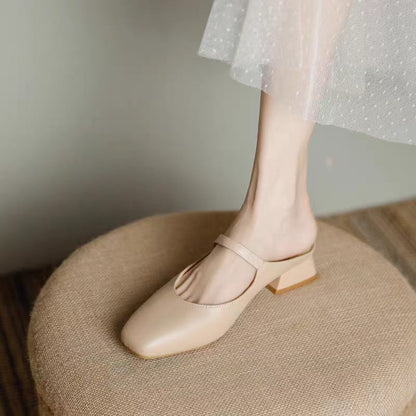 Women's French Open Toe Mules | Low Heel Sandals