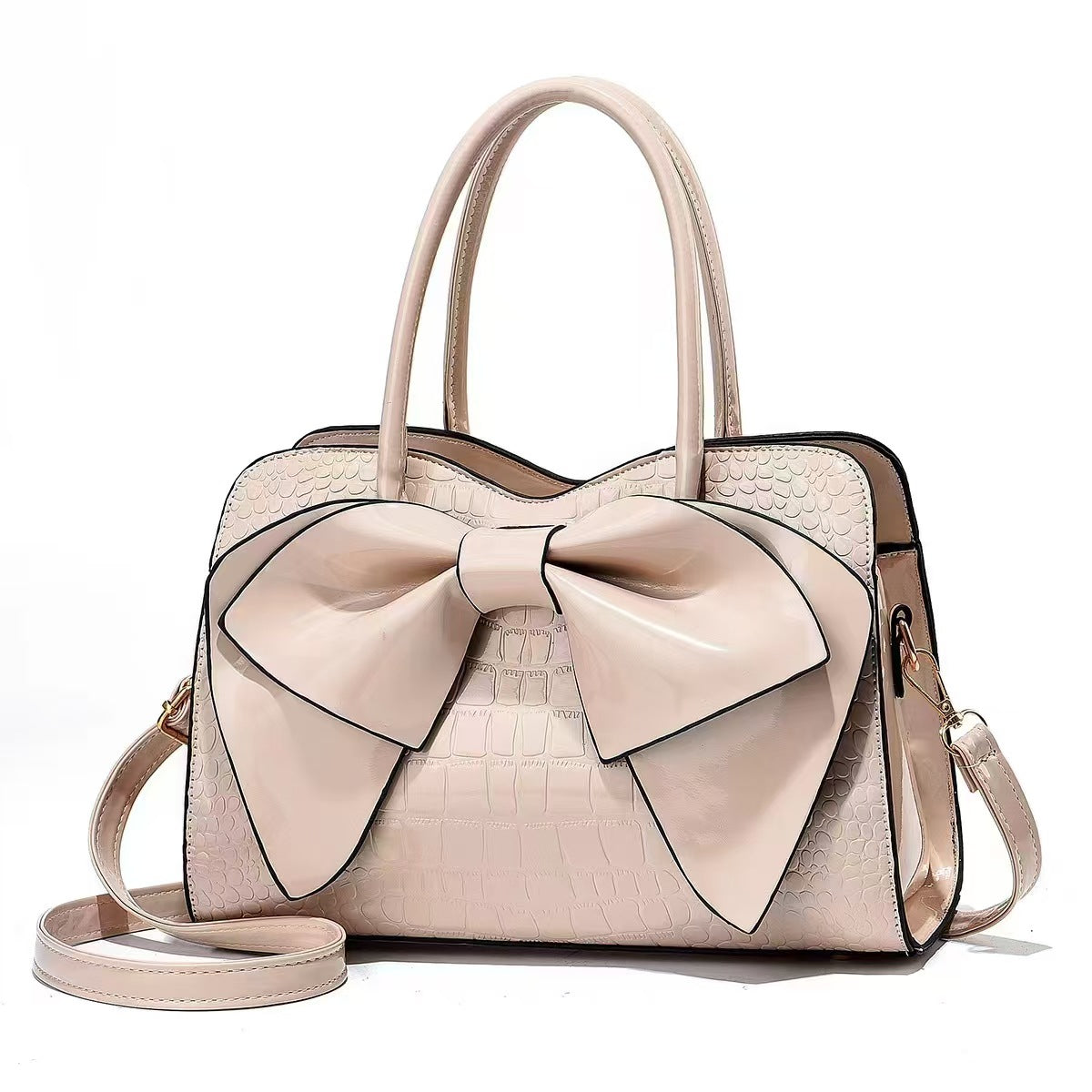Women's Bow-Detail PU Top-Handle Handbag