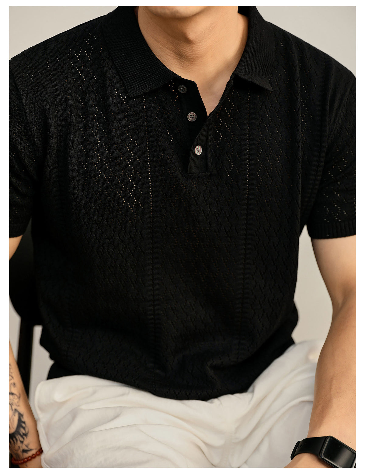 Supplier image for Men's Breathable Knit Polo Shirt